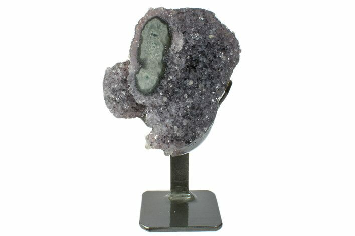 Sparkling Purple/Grey Quartz Geode Section - Metal Stand #171739